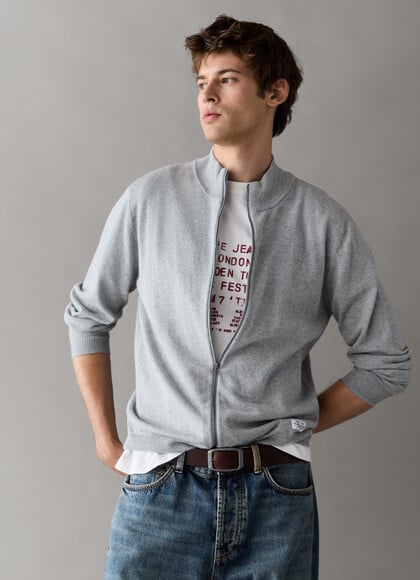 REGULAR FIT HIGH NECK KNIT CARDIGAN