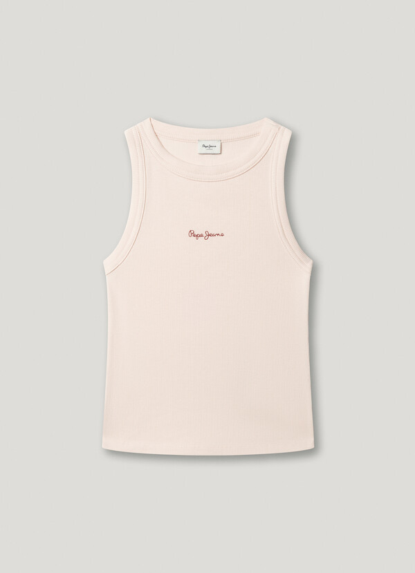 RIBBED LOGO PRINT T-SHIRT