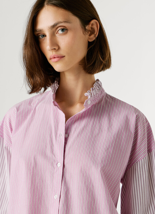 STRIPED POPLIN BLOUSE