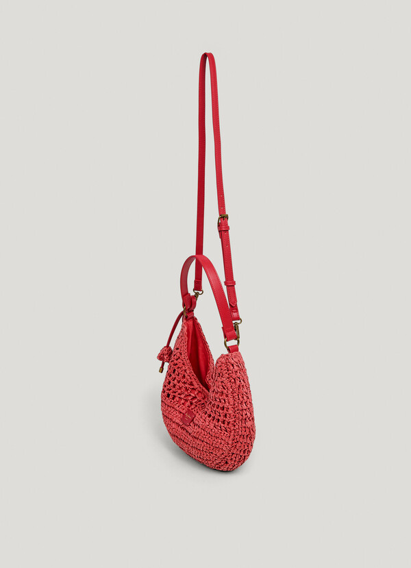 Crescent-Shaped Raffia Handbag