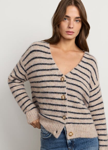 STRIPED KNIT CARDIGAN