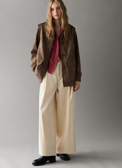 WIDE FIT CORDUROY TROUSERS