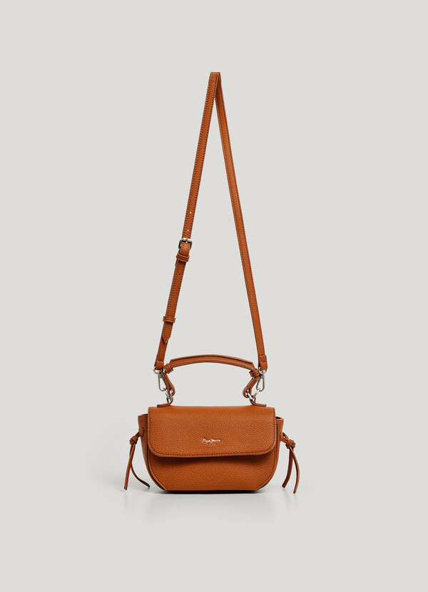 LEATHER EFFECT SHOULDER BAG WITH FLAP