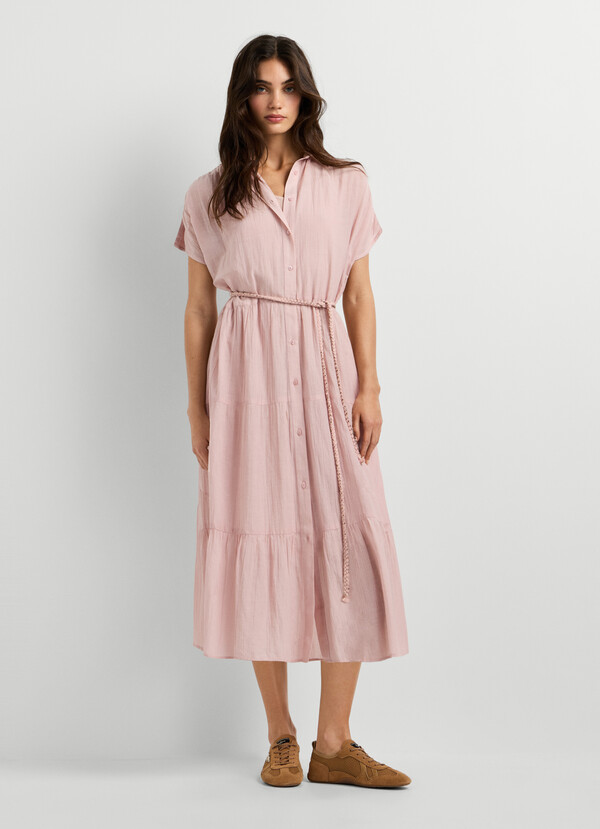 SHIRT COLLAR MIDI DRESS