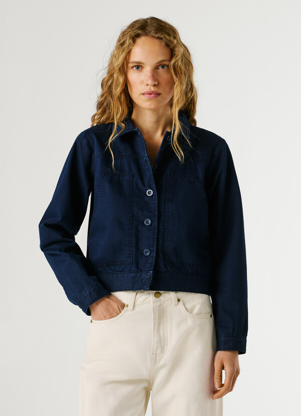 TWILL JACKET WITH SHIRT COLLAR