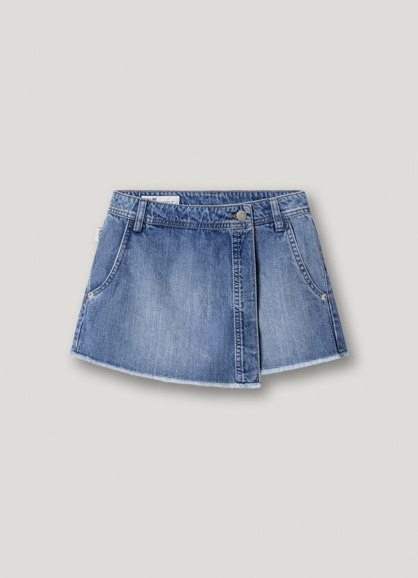RELAXED FIT DENIM SKORT