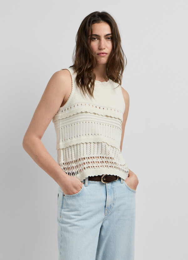 CROCHET TOP WITH OPENWORK DETAILS
