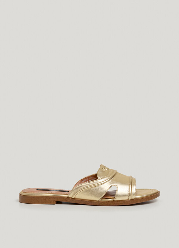 FLACHE SANDALEN METALLIC