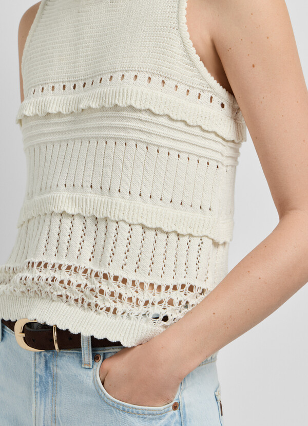 CROCHET TOP WITH OPENWORK DETAILS