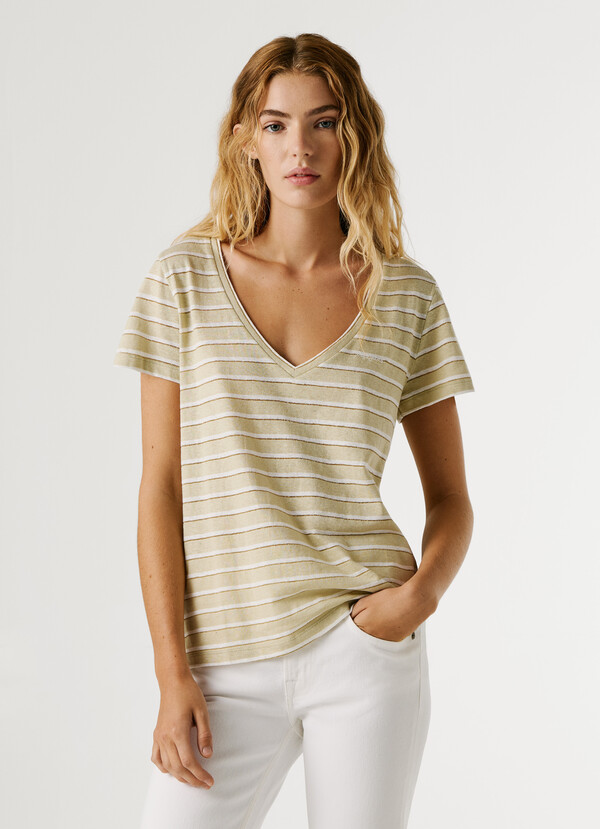 V-NECK STRIPED T-SHIRT