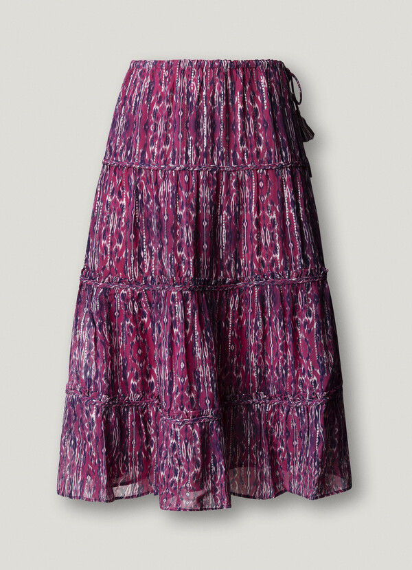 ABSTRACT PRINT MIDI SKIRT