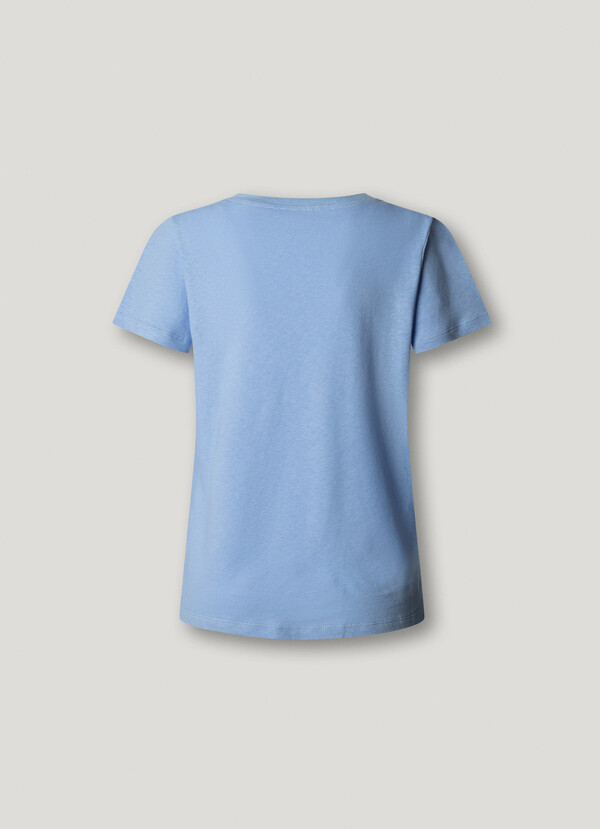 V-NECK EMBROIDERED LOGO T-SHIRT