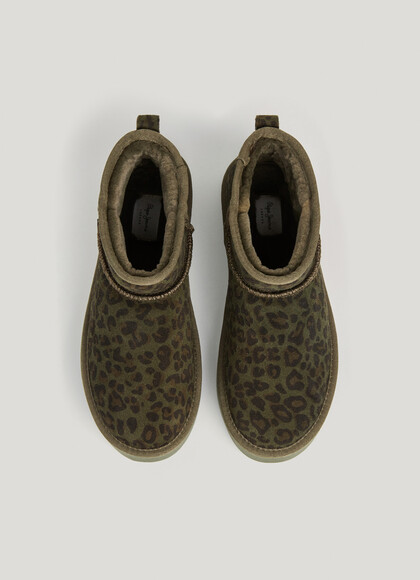 SUEDE ANIMAL PRINT ANKLE BOOTS