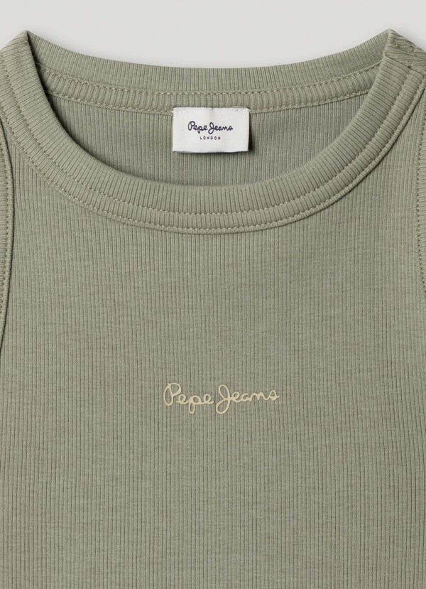 RIBBED LOGO PRINT T-SHIRT