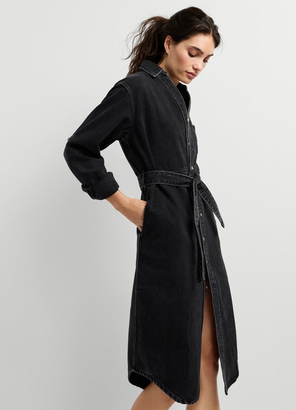 REGULAR FIT DENIM MIDI DRESS