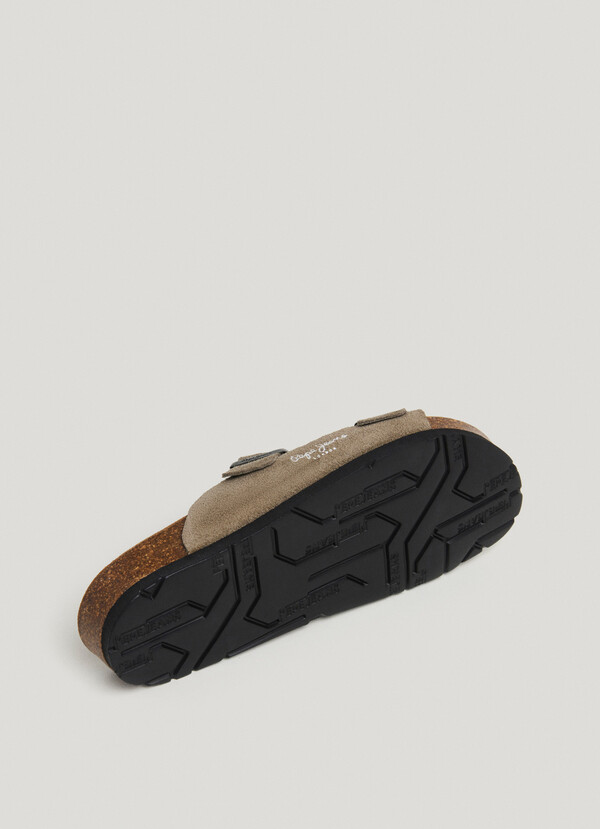 SUEDE SANDALS WITH DOUBLE BUCKLE