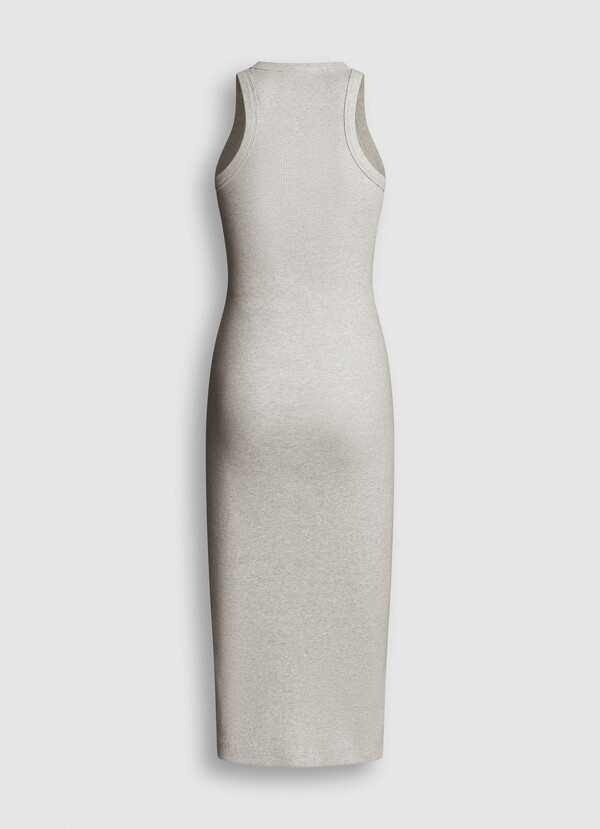 PRINTED LOGO RIBBED MAXI DRESS