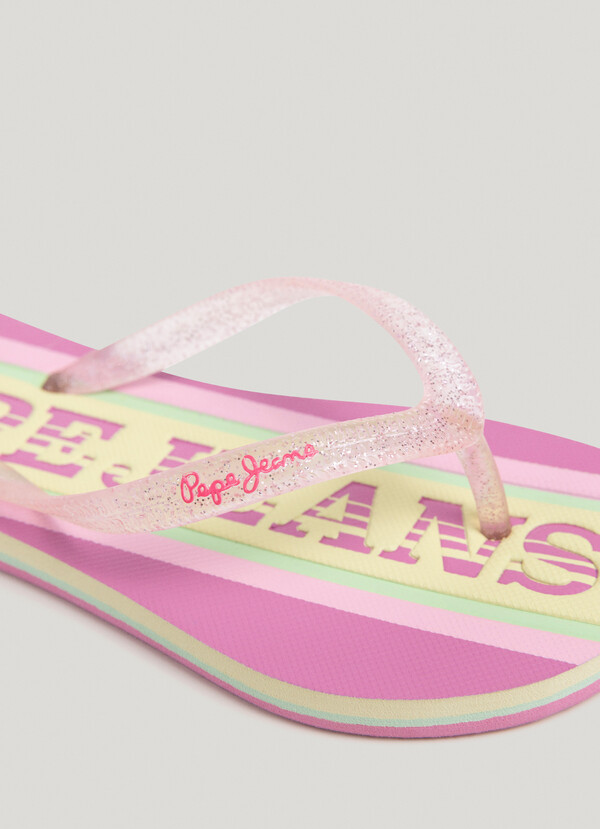 THREE-POINT BEACH FLIP FLOPS WITH GLITTER DETAILS