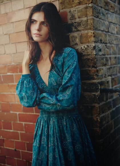 PAISLEY PRINT MIDI DRESS