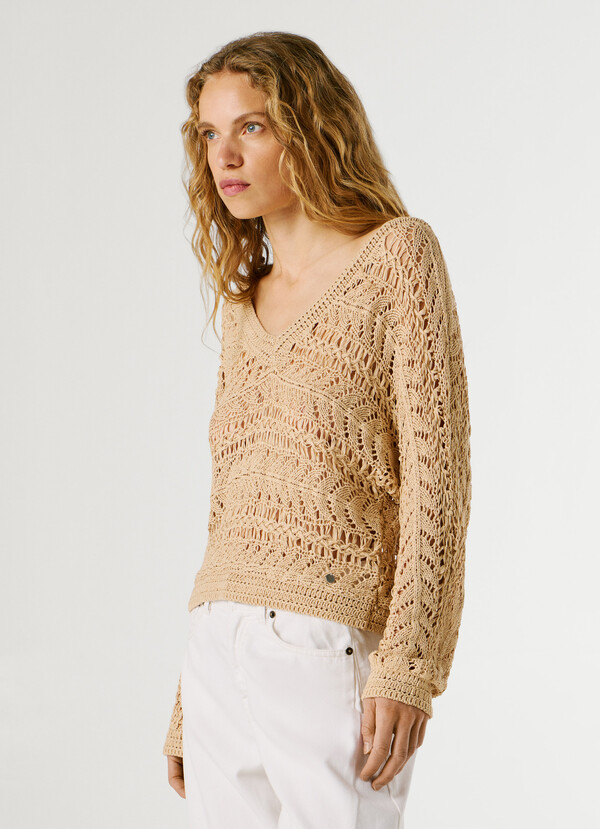 V-NECK OPENWORK JUMPER