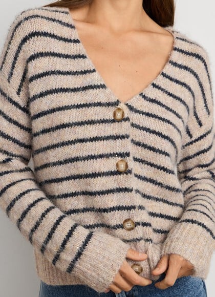 STRIPED KNIT CARDIGAN