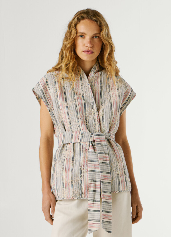 STRIPED WAISTCOAT WITH BELT