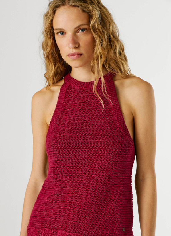 CROCHET HALTER NECK TOP