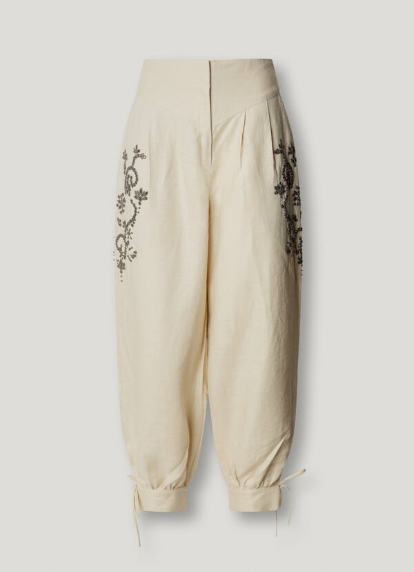 WIDE LEG LINEN TROUSERS