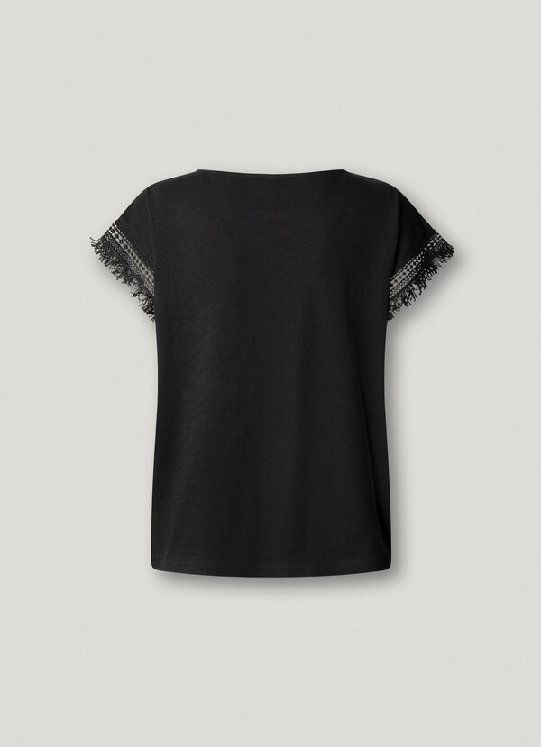 CREW NECK T-SHIRT WITH FRINGES