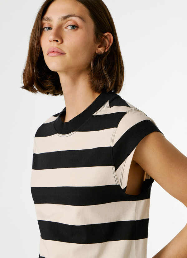 STRIPED MIDI DRESS
