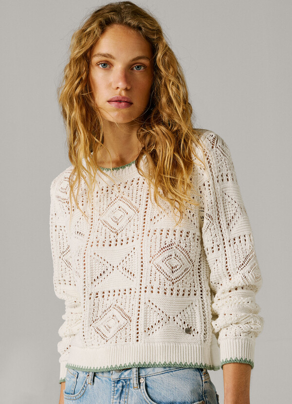 CREW NECK OPENWORK JUMPER