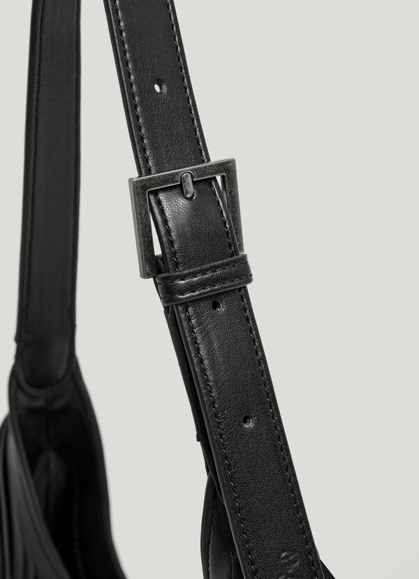 Leather effect crescent-shaped handbag