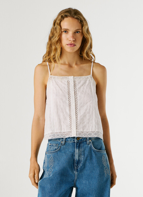STRAPPY TOP WITH OPENWORK DETAILS