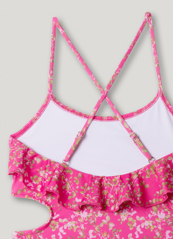 CUT OUT FLORAL SWIMSUIT