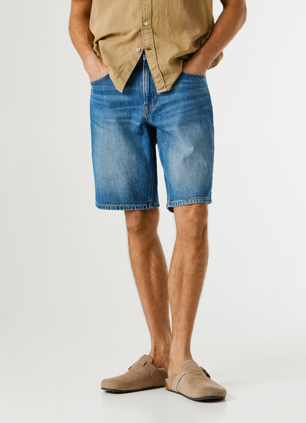 TAPER FIT DENIM BERMUDA SHORTS