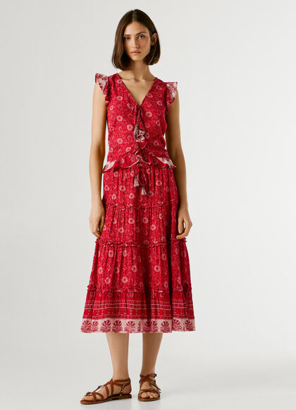 FLORAL PRINT MAXI SKIRT