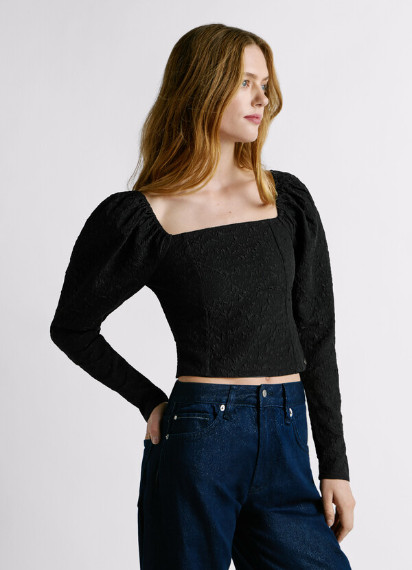 CROPPED FIT JACQUARD TOP