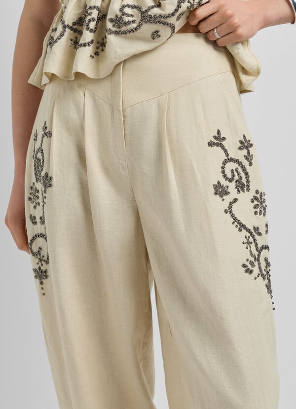 WIDE LEG LINEN TROUSERS