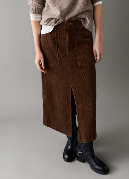 CORDUROY MIDI SKIRT