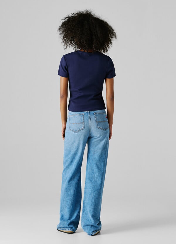 RIBBED LOGO EMBROIDERED T-SHIRT