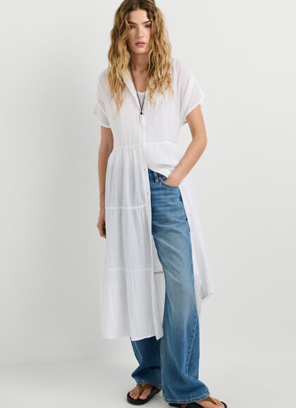 SHIRT COLLAR MIDI DRESS