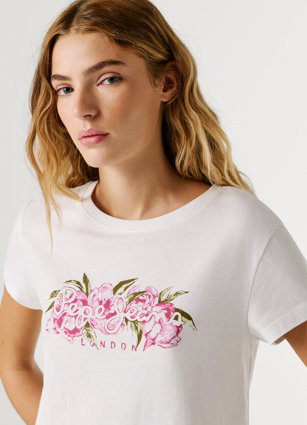 PRINTED FLORAL LOGO T-SHIRT