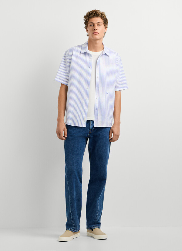 SEERSUCKER STRIPED CASUAL FIT SHIRT
