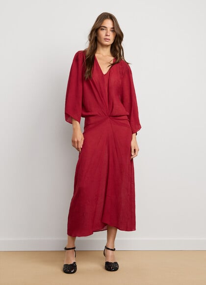 V-NECK MIDI DRESS