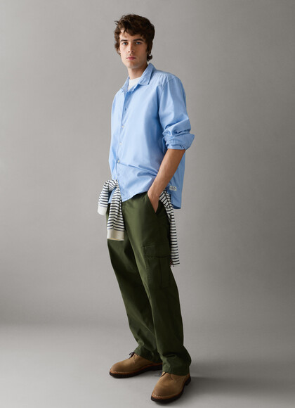 RELAXED FIT TWILL CARGO TROUSERS