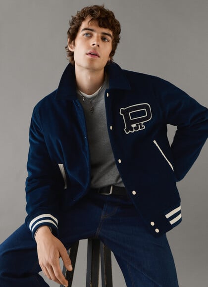 REGULAR FIT CORDUROY VARSITY JACKET