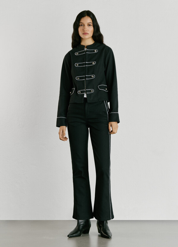 TWILL JACKET WITH MAO COLLAR