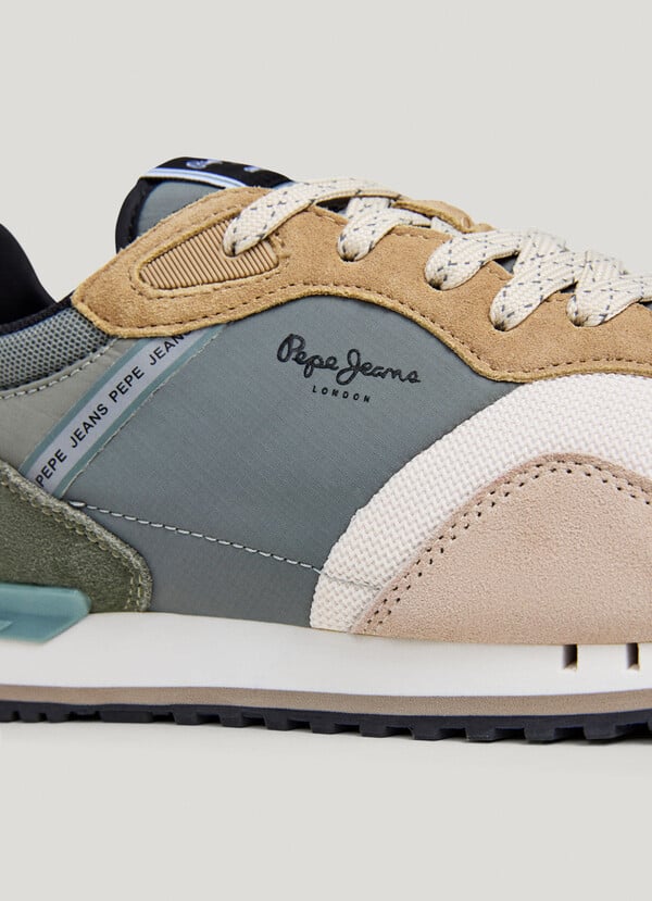 LONDON - LEATHER TRAINERS WITH SUEDE DETAILS 