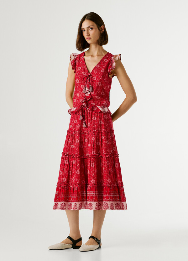 FLORAL PRINT MAXI SKIRT