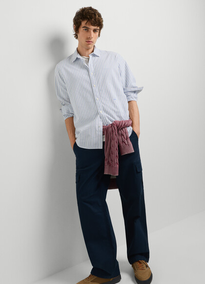 RELAXED FIT TWILL CARGO TROUSERS